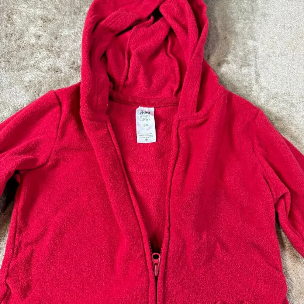 OSHKOSH B'GOSH Girls 1/4 Zip Colorful Fleece & Carters Zip up Hoodie SIZE 18M - Picture 2 of 15